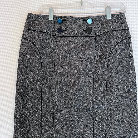 Ann Taylor Skirt Women’s 6 Gray Tweed Wool Blend Straight Lined Kick Pleat - Picture 5 of 11